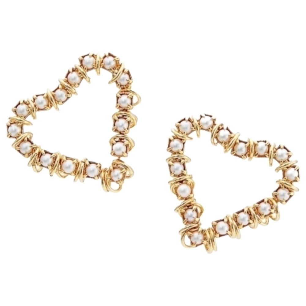 Moutton colleT Bisous Heart Shaped Earrings, Gold, NWT